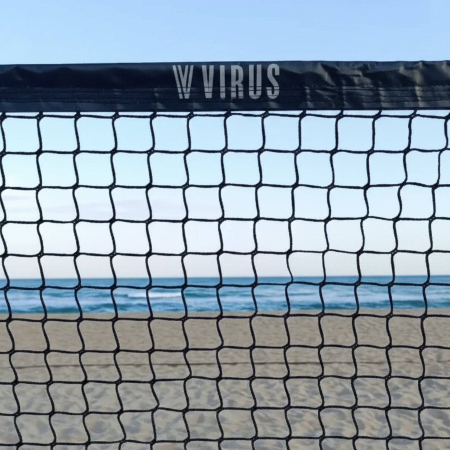 Detalle red tenis playa VRS malla sin nudos con cable de acero superior