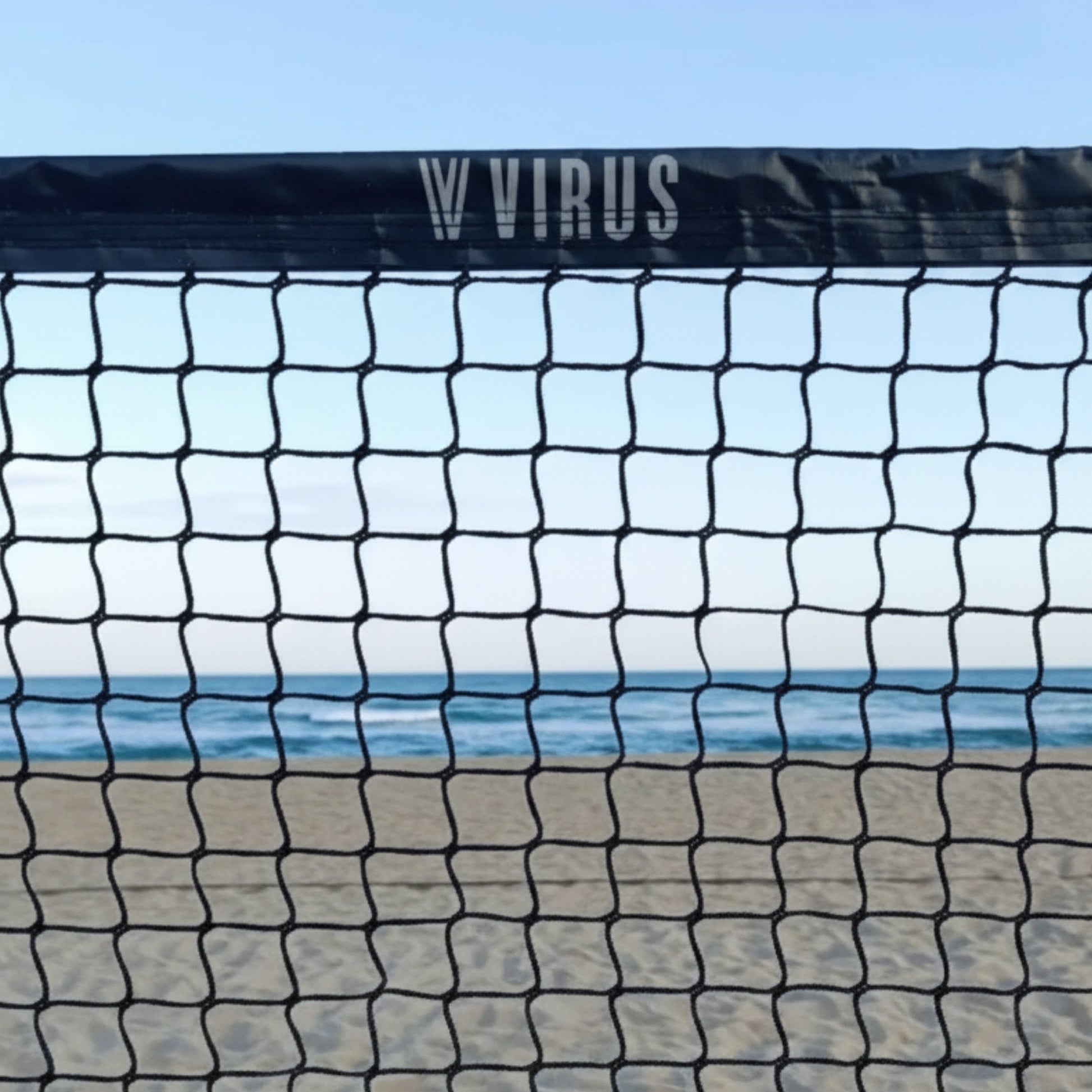 Detalle red tenis playa VRS malla sin nudos con cable de acero superior