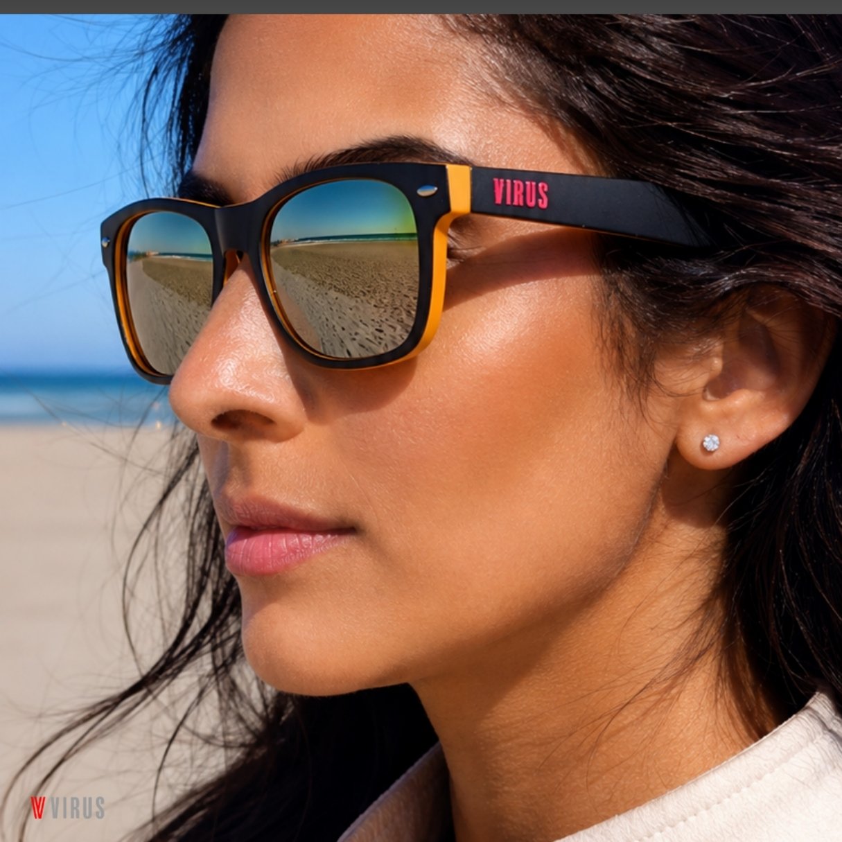 Gafas de sol VIRUS Rainbow lente espejada - vista lateral mujer