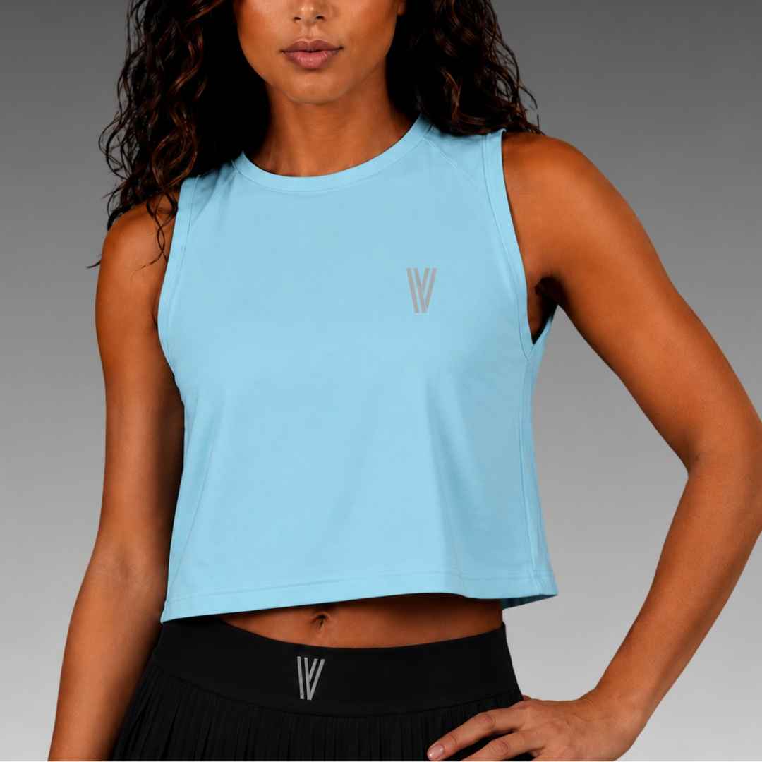 Top deportivo VRS Aura para mujer en azul celeste