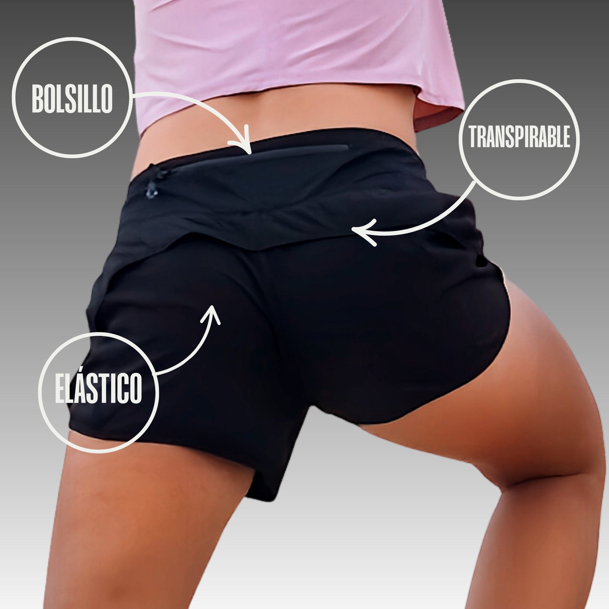 Pantalón corto mujer VIRUS Beach Tennis vista trasera comodidad
